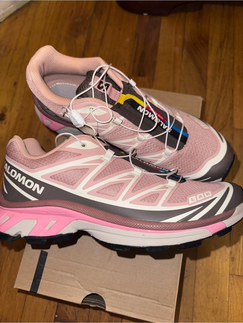 Salomon Women's Pink and Gray Trail Runners with Quicklace